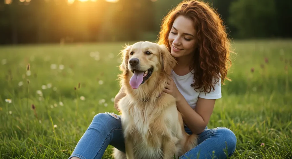 Owner and pet in an adoption day photoshoot