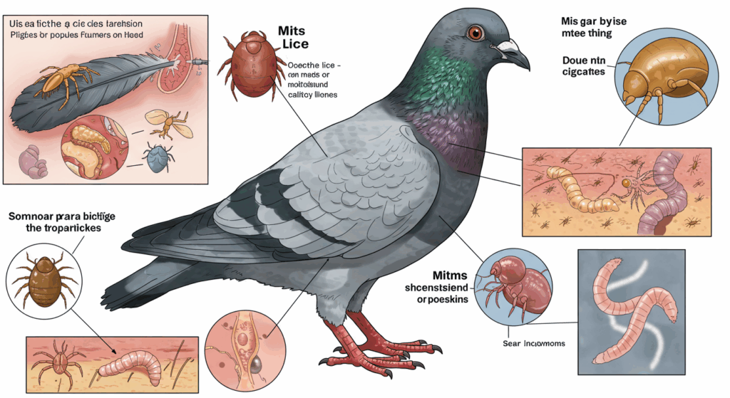 Common Pigeon Diseases Every Owner Should Know 2 Infographic of common parasites affecting pigeons