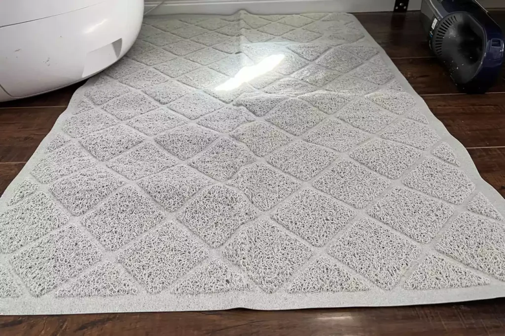 The 7 Best Cat Litter Mats for a Cleaner Home (Tested by Real Cats) 25 Non-slip Gorilla Grip cat mat placed under a litter box for secure footing