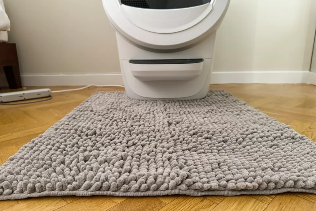 The 7 Best Cat Litter Mats for a Cleaner Home (Tested by Real Cats) 8 CatGuru litter mat with honeycomb texture trapping litter